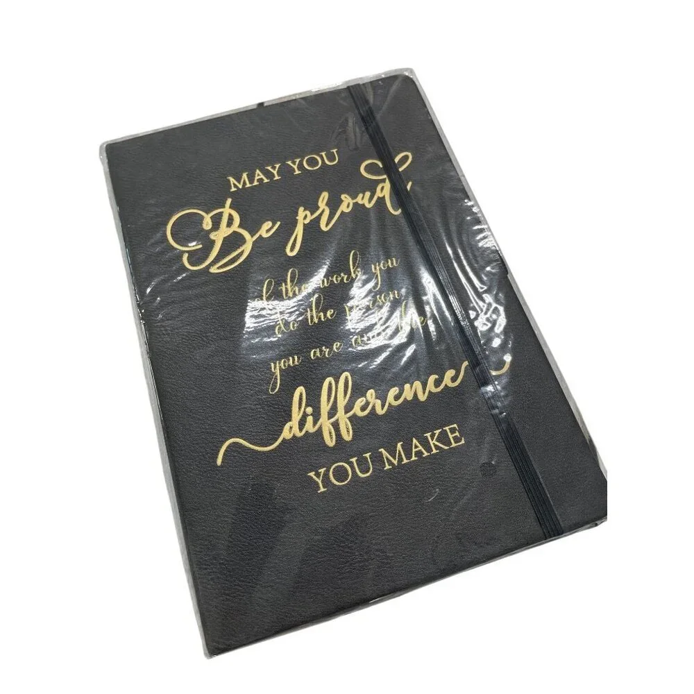 Black‎ Hardcover Journal With Gold Inspirational Quote & Elastic Band Closure